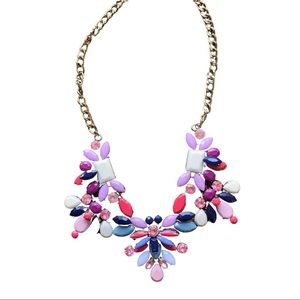 Purple and Pink Cluster Statement Necklace